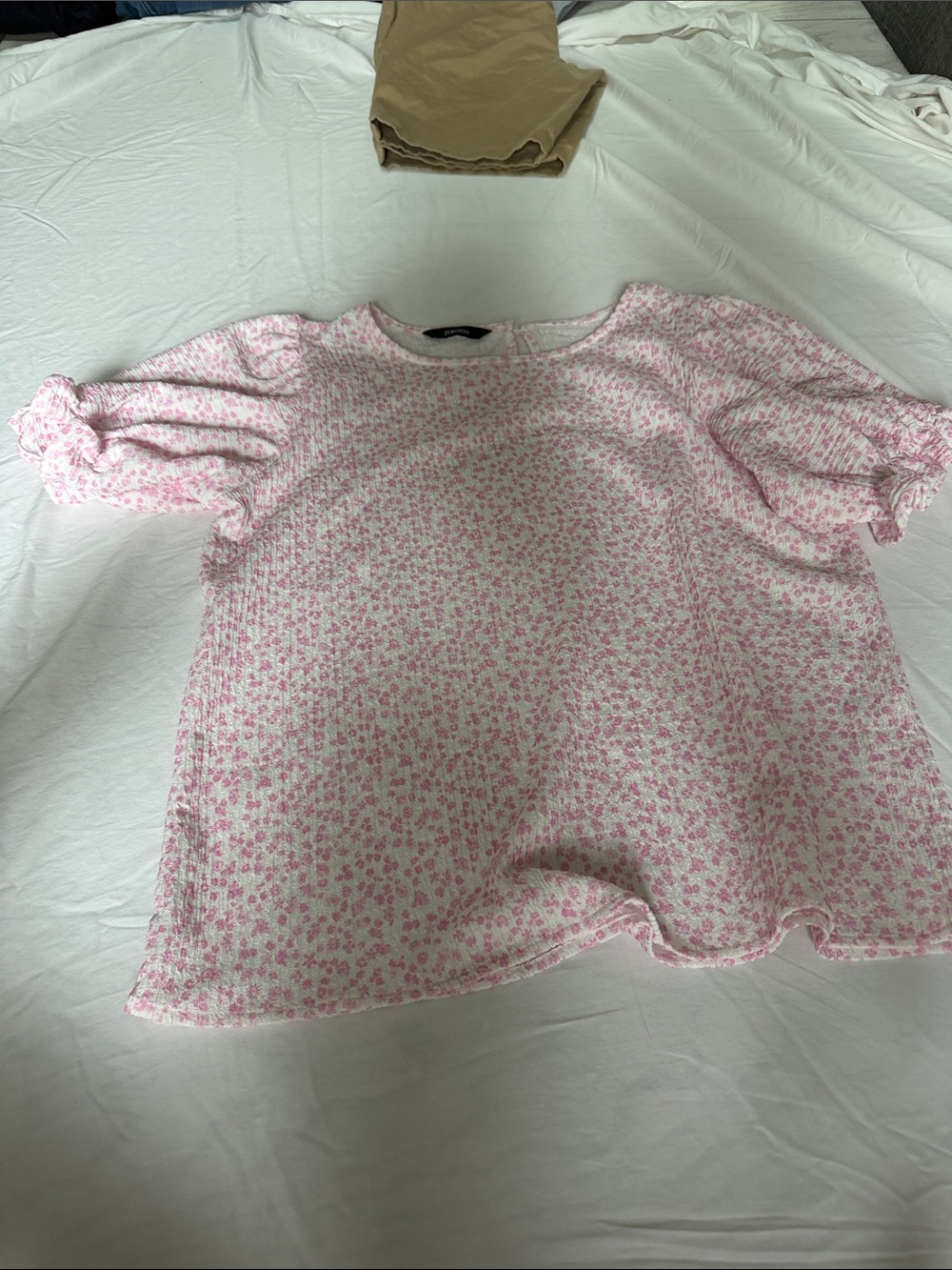 Women’s Pink Floral Puff-Sleeve Top